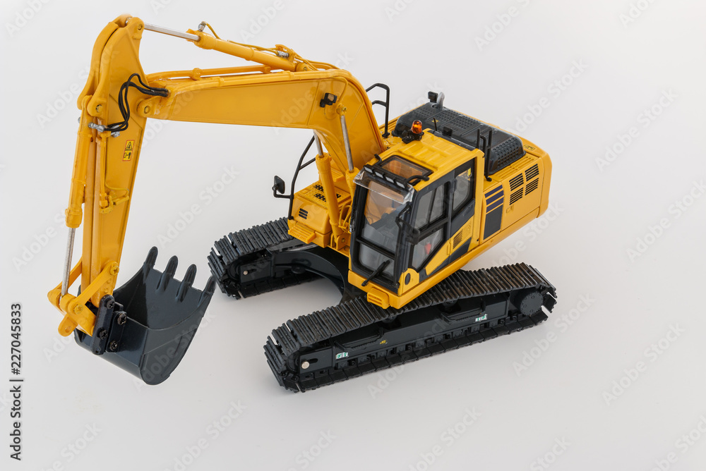 Excavator loader model on white background,Top view Excavator loader model on white background,Top view
