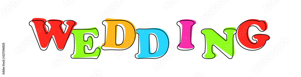 Wedding - multicolored cartoon text on white background Wedding - multicolored cartoon text on white background