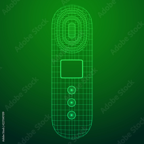 Electric lifting anti aging facial skin massage machine. Massager device wireframe low poly mesh vector illustration