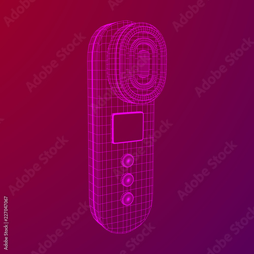 Electric lifting anti aging facial skin massage machine. Massager device wireframe low poly mesh vector illustration