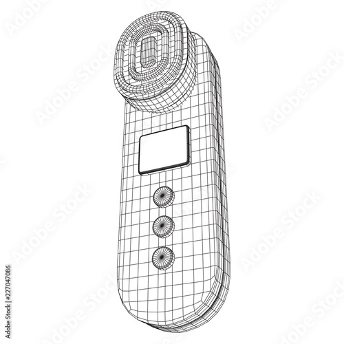 Electric lifting anti aging facial skin massage machine. Massager device wireframe low poly mesh vector illustration