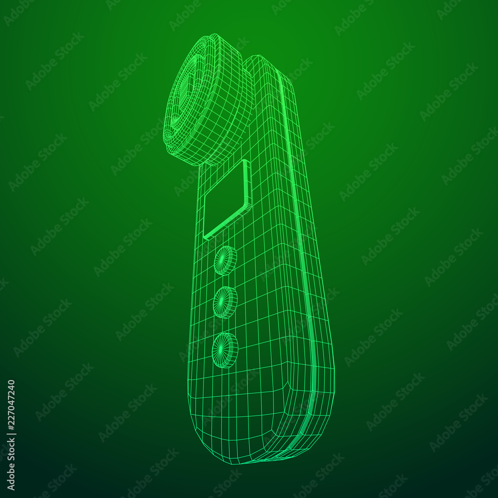 Electric lifting anti aging facial skin massage machine. Massager device wireframe low poly mesh vector illustration Electric lifting anti aging facial skin massage machine. Massager device wireframe low poly mesh vector illustration