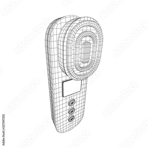 Electric lifting anti aging facial skin massage machine. Massager device wireframe low poly mesh vector illustration