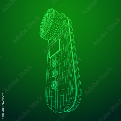 Electric lifting anti aging facial skin massage machine. Massager device wireframe low poly mesh vector illustration