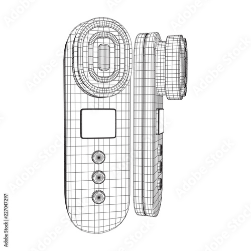 Electric lifting anti aging facial skin massage machine. Massager device wireframe low poly mesh vector illustration