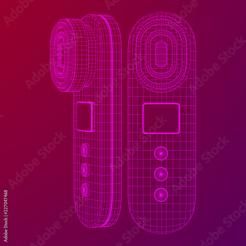 Electric lifting anti aging facial skin massage machine. Massager device wireframe low poly mesh vector illustration