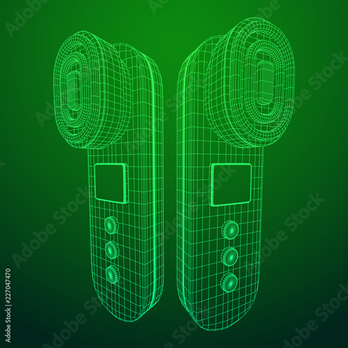 Electric lifting anti aging facial skin massage machine. Massager device wireframe low poly mesh vector illustration