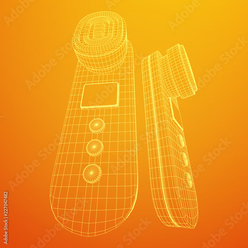 Electric lifting anti aging facial skin massage machine. Massager device wireframe low poly mesh vector illustration