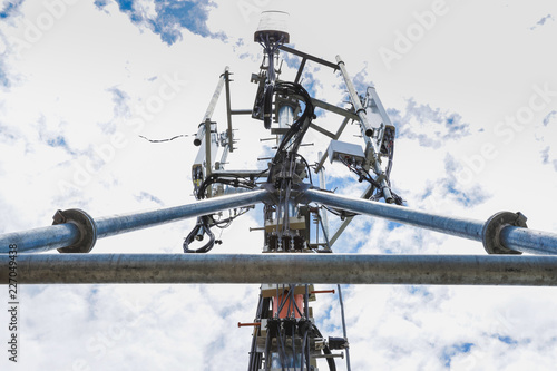 Telecommunication's wiring harness with blue sky background