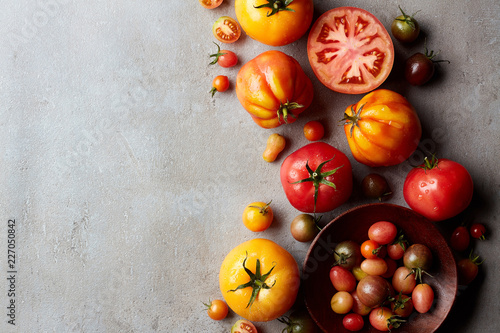 Fresh various colorful tomatoes