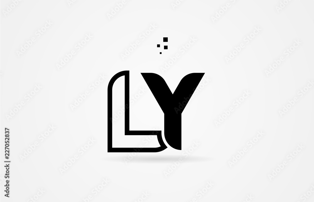black and white alphabet letter ly l y logo icon design Stock Vector ...