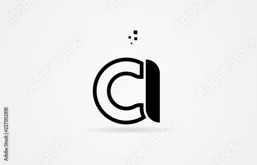 black and white alphabet letter ci c i logo icon design