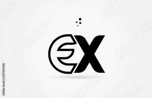 black and white alphabet letter ex e x logo icon design