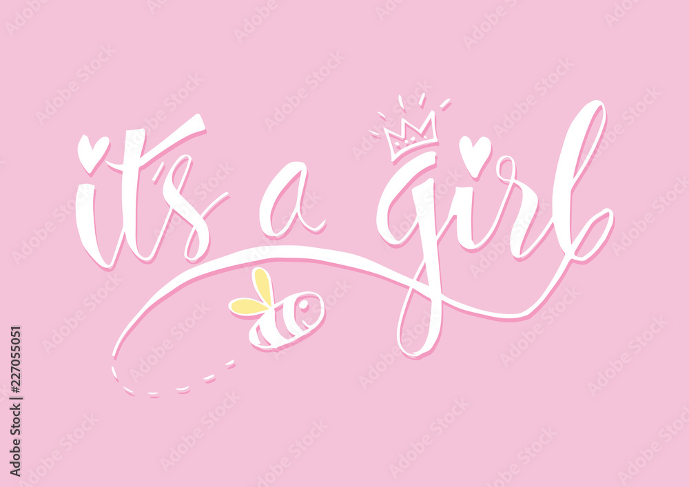 It's a girl lettering. Baby shower design card for invitation It's a girl lettering. Baby shower design card for invitation
