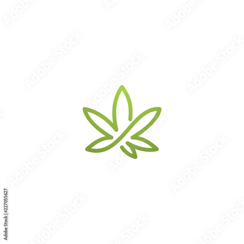 Marijuana Line Leaf Icon Logo Design Template Element Vector