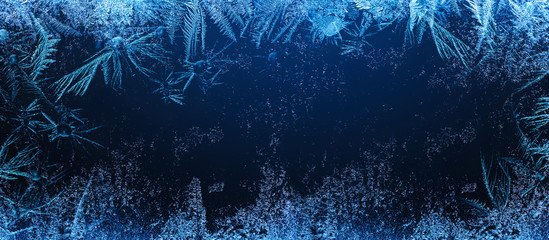 Frosty Natural Pattern on Winter Window