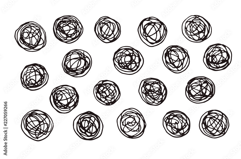 Hand drawn collection of abstract circles. Doodle dots vector illustration isolated on white background. Hand drawn collection of abstract circles. Doodle dots vector illustration isolated on white background.