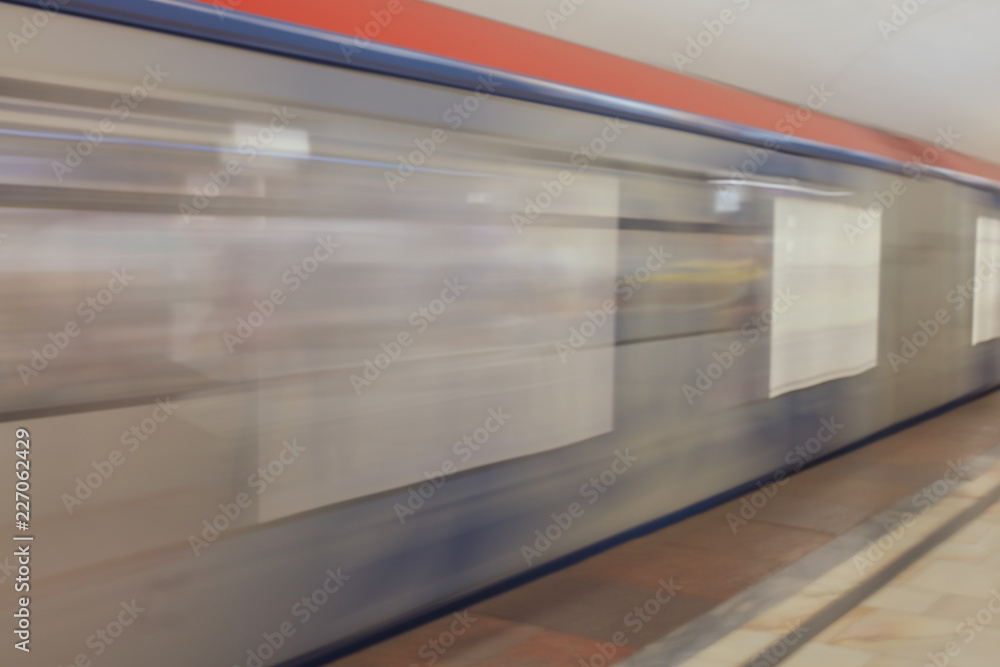 Train in motion in the subway as an abstract background