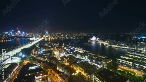Wallpaper Mural 4k UHD time lapse of night scene at Sydney city skyline, aerial view.  Torontodigital.ca