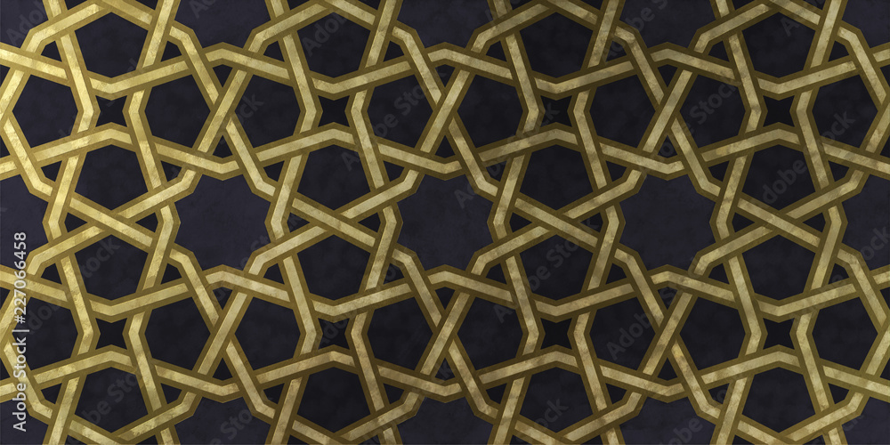 Islamic decorative pattern with golden artistic texture.