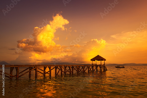 Beautiful sunsetin the background the island North Sulawesi. Indonesia. photo