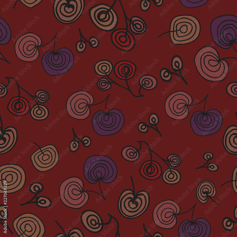 Flowers with geometric figures on a dark brown color Flowers with geometric figures on a dark brown color