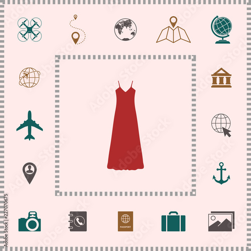 Long Dress, Evening dress, combination or nightie , the silhouette. Menu item in the web design