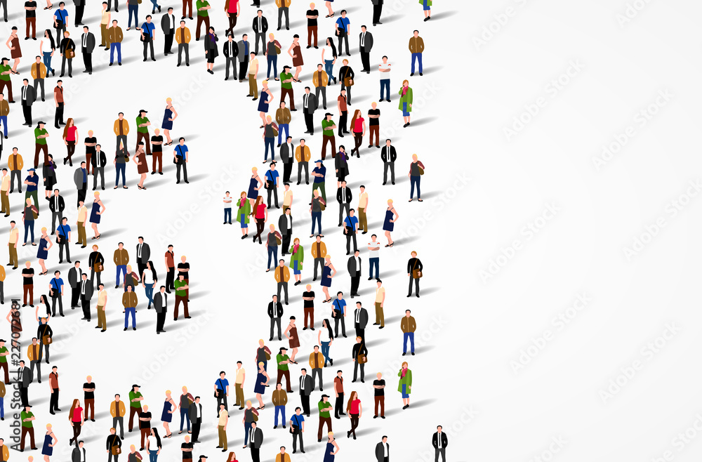 Large group of people in number 3 three form. Vector background Large group of people in number 3 three form. Vector background