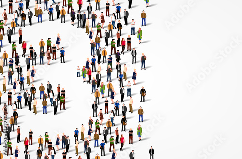 Large group of people in number 3 three form. Vector background