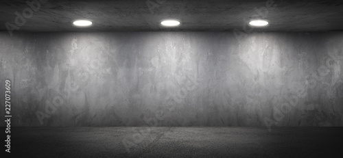 Dark Empty Room Garage Concrete Wall Floor and Ceiling