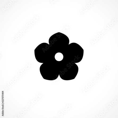 Black flower plant icon. Floral glyph sign. Herbal silhouette.
