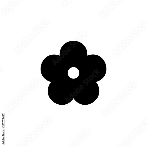 Flower icon. Black floret silhouette. Simple floral glyph.