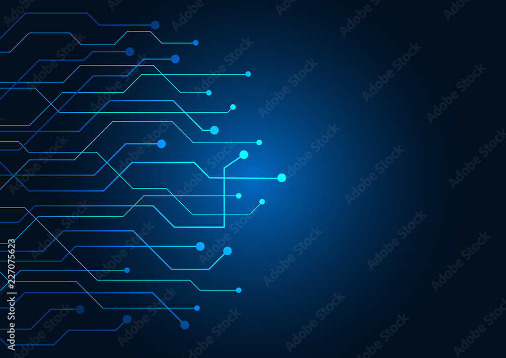 Obraz premium Abstract background blue color technology concept. Vector illustration dots and lines social network and connecting.
