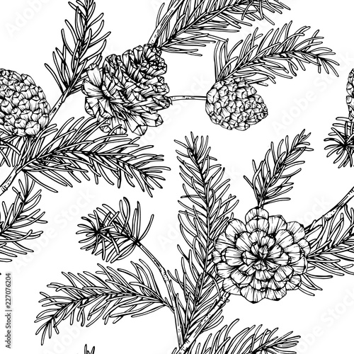 Christmas pattern seamless background. with pine corn illustration.