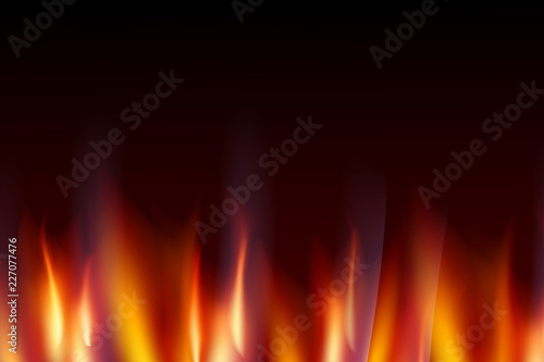 Burn flame fire dark background. Vector illustration
