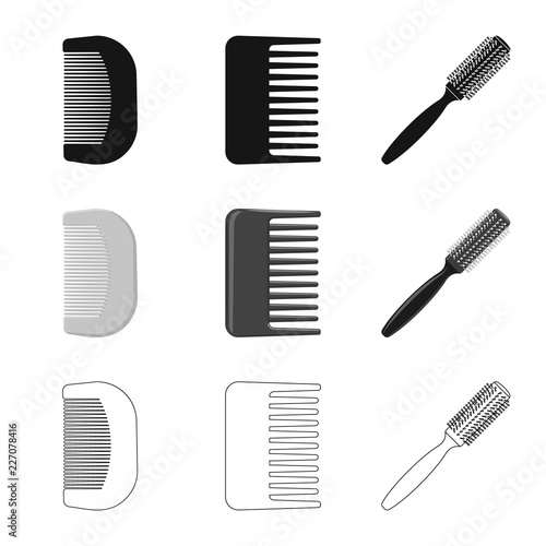 Isolated object of brush and hair icon. Collection of brush and hairbrush stock vector illustration.