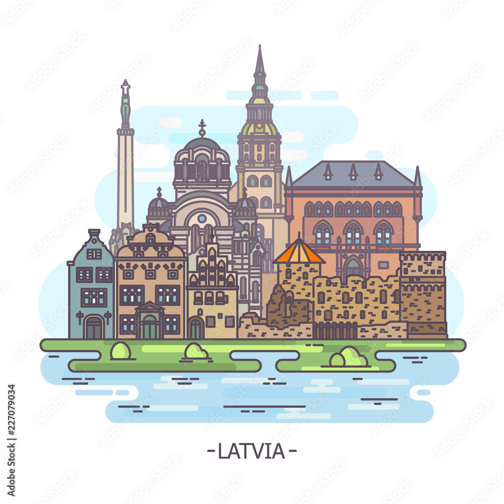 Latvian architecture buildings or Latvia landmarks