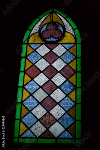 stained-glass window of striking colors