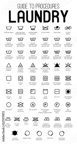 Laundry Guide vector icons, symbols collection