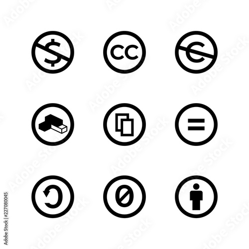 Creative commons public copyright licence marks and icons. photo