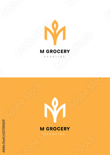 M grocery logo template.
