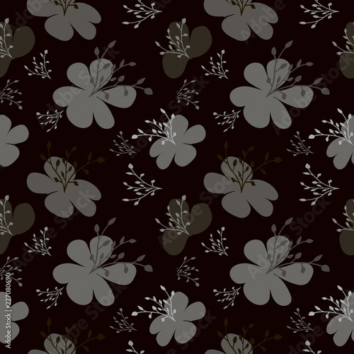 Gray flowers on a black color
