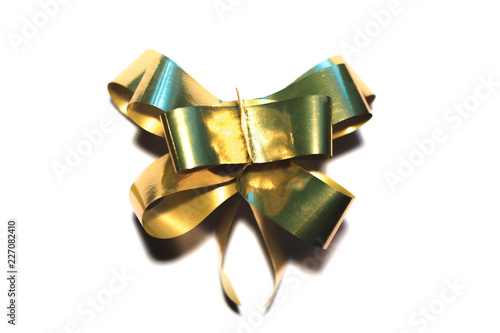 Ribbon tied in a bow for a Christmas present.