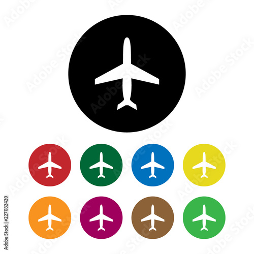 Cartoon Silhouette Black Airplane Set Different Types Travel Concept Element Flat Design Style. Vector illustration of Jet or Plane
