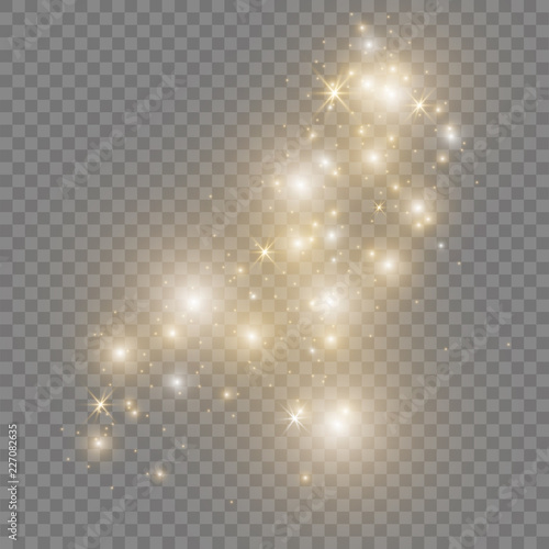 White sparks glitter special light effect. Vector sparkles on transparent background. Christmas abstract pattern. Sparkling magic dust particles