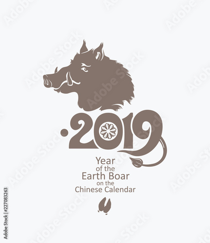 Year of the Boar. 2019. Vector template New Year's design on the Chinese calendar. 