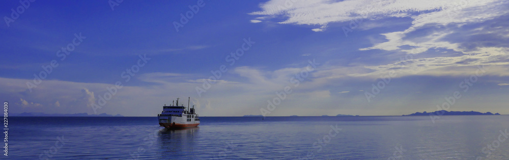 The transportation boat travel from the island The transportation boat travel from the island