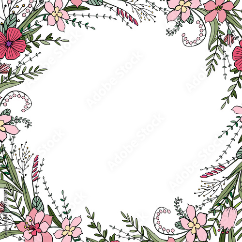 Round frame with beautiful flowers
