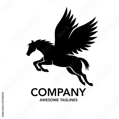 Pegasus logo vector. Stylized winged horse logo vector illustration.