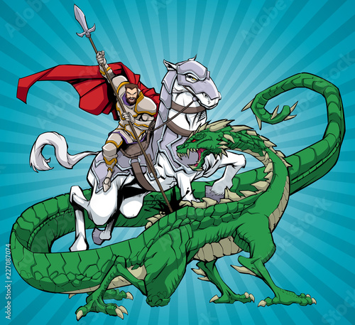 Illustration of Saint George slaying the dragon.